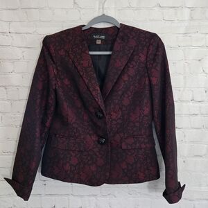 Black Label Evan Picone Red and Black Lace Women's Blazer Sz 4